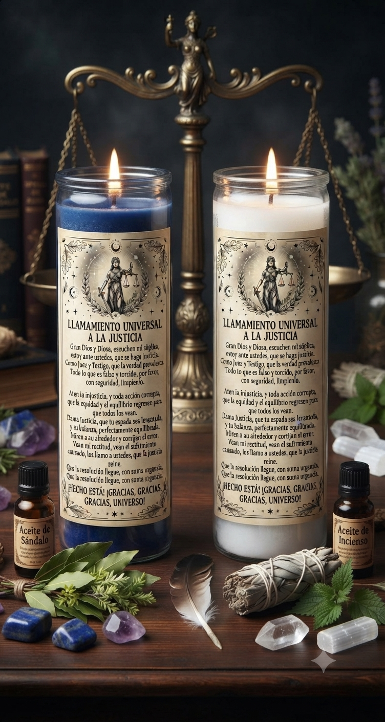 1 VELA DE LA JUSTICIA ( INCLUYE KIT ESPIRITUAL PARA QUE LIMPIES TU AMBIENTE Y CORTE DE LAZOS)