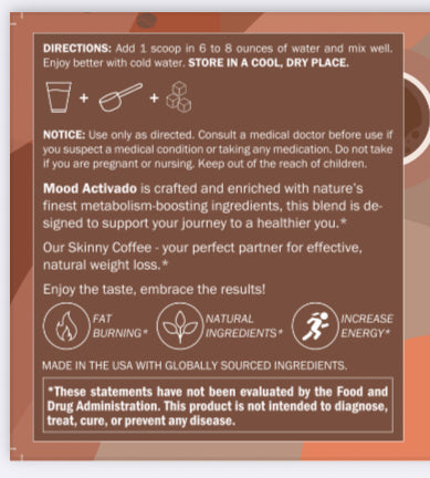 Skinny Coffe MOOD ACTIVADO ONLY 25 calories
