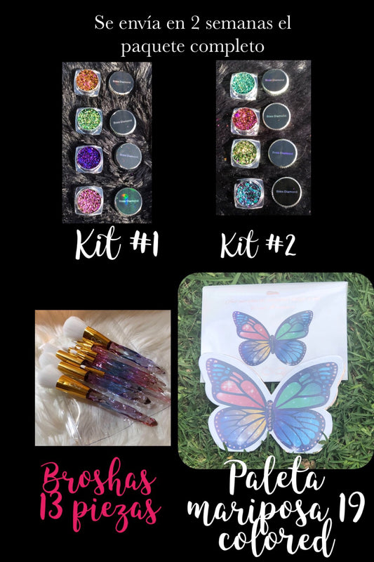 Full Kit 🦋 Palette And Brushes and Boss Diamond Flakes Kit#1&#2