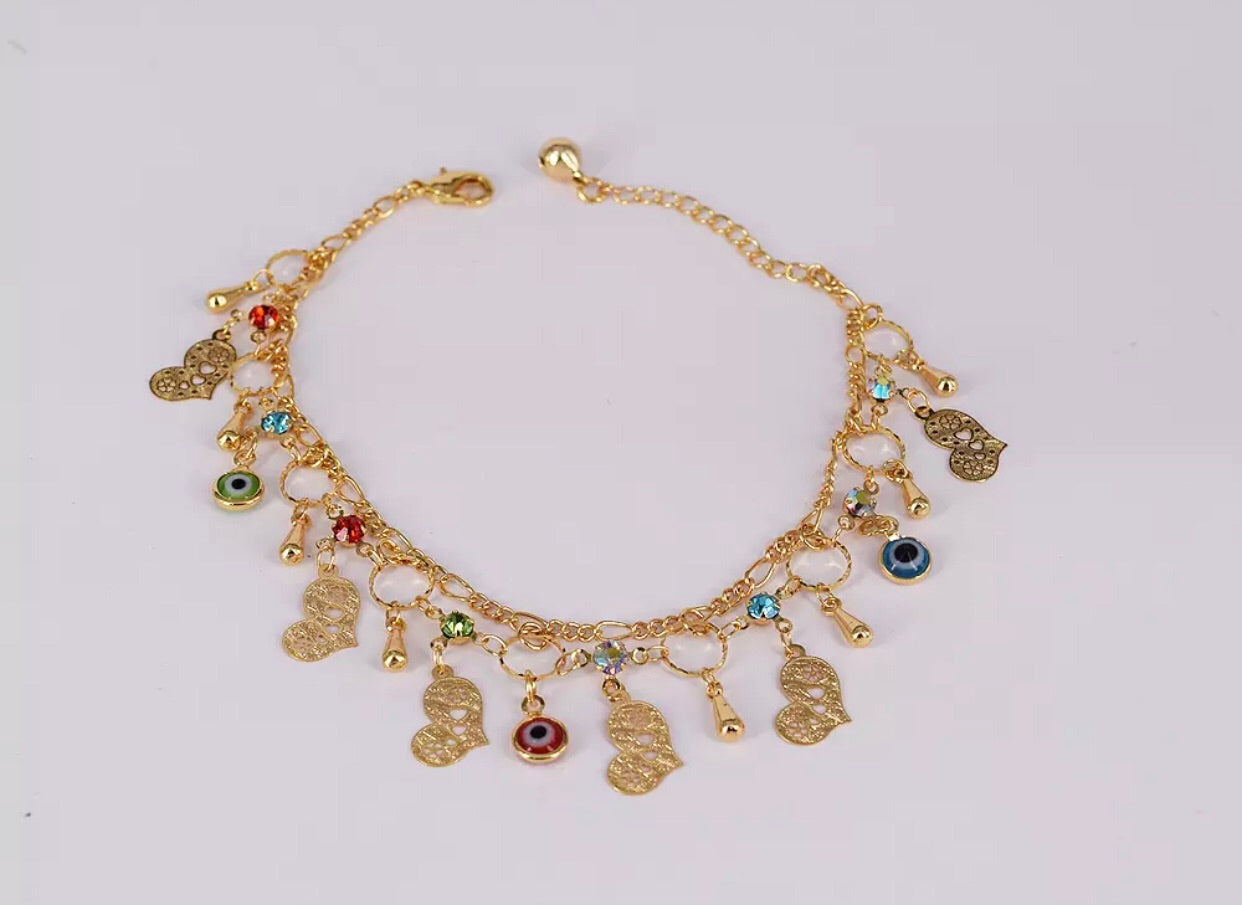Hearts with Ojitos (Ankle or Bracelet)