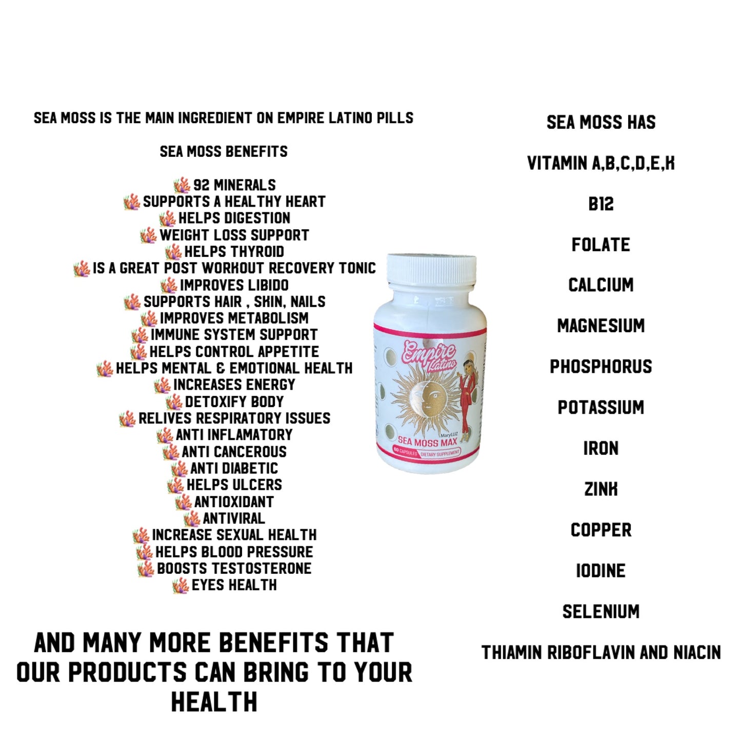 (No caffeine)EMPIRE LATINO SEA MOSS MAX (WEIGH LOSS SUPPORT) DETOX SUPPORT (60 Capsules)