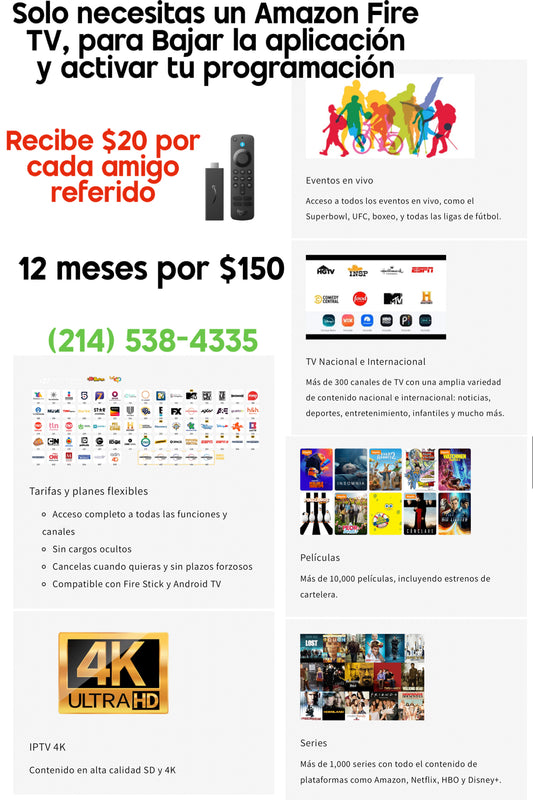 TV PROGRAMMING TEXT ME FOR ANY INFORMATION(YOU ONLY NEED WIFI AND A FIRE TV) ask for a 1 Day Demo free
