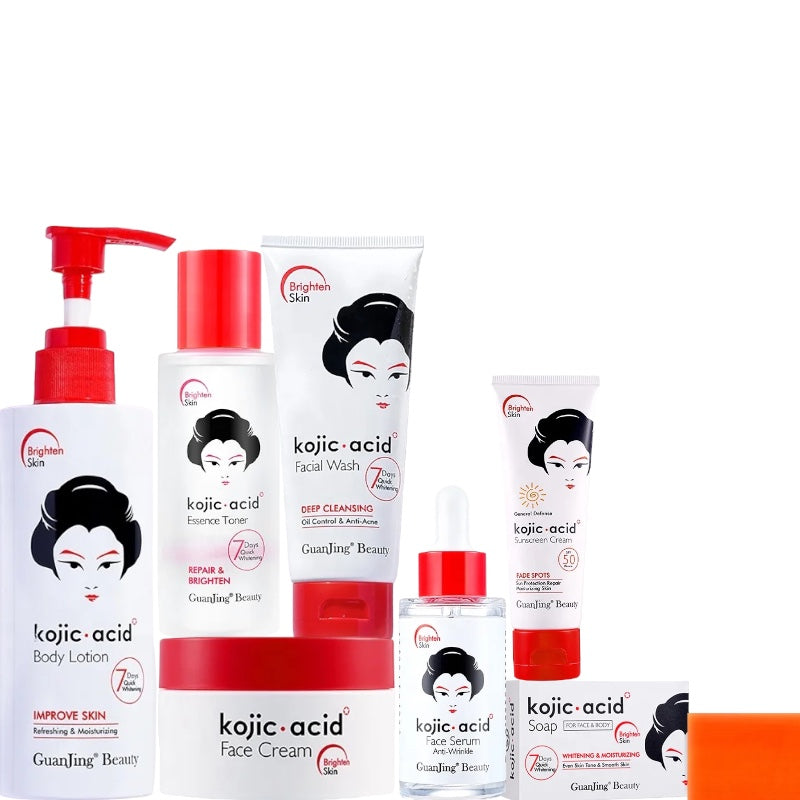 Kojic Kit 8 Products Skin care helps Dark Spots, Acne, Impurities,Moisturizes, Cleansing, Lighting skin