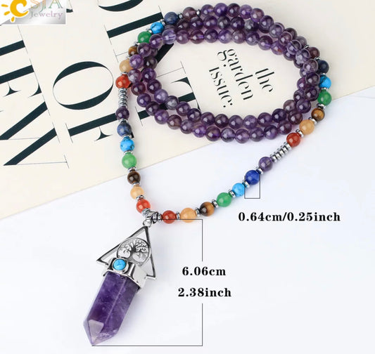 OBSIDIAN OR AMATISTA CHAKRA PROTECTION NECKLACE