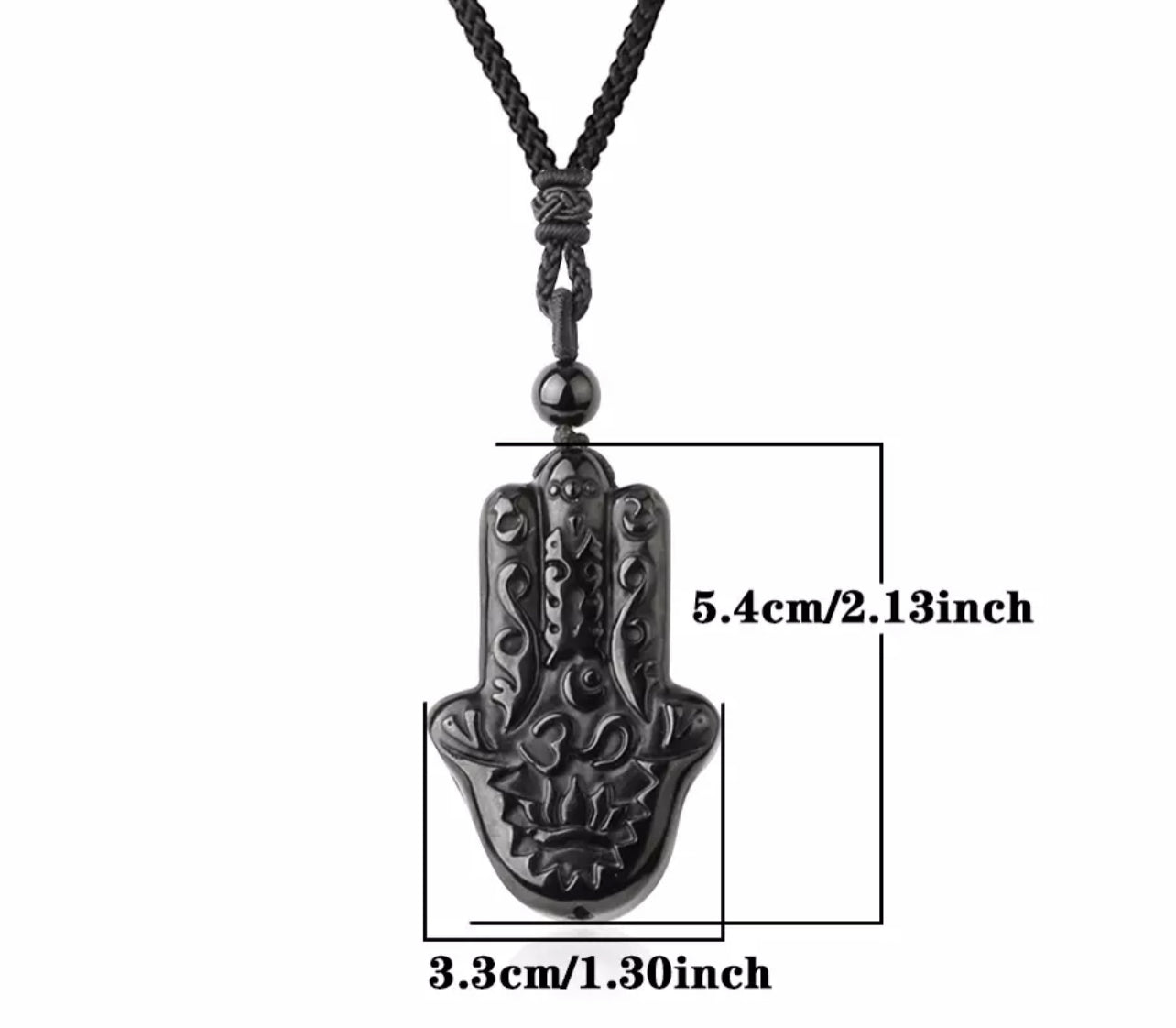 Mano de Fatima obsidian necklace (protection)