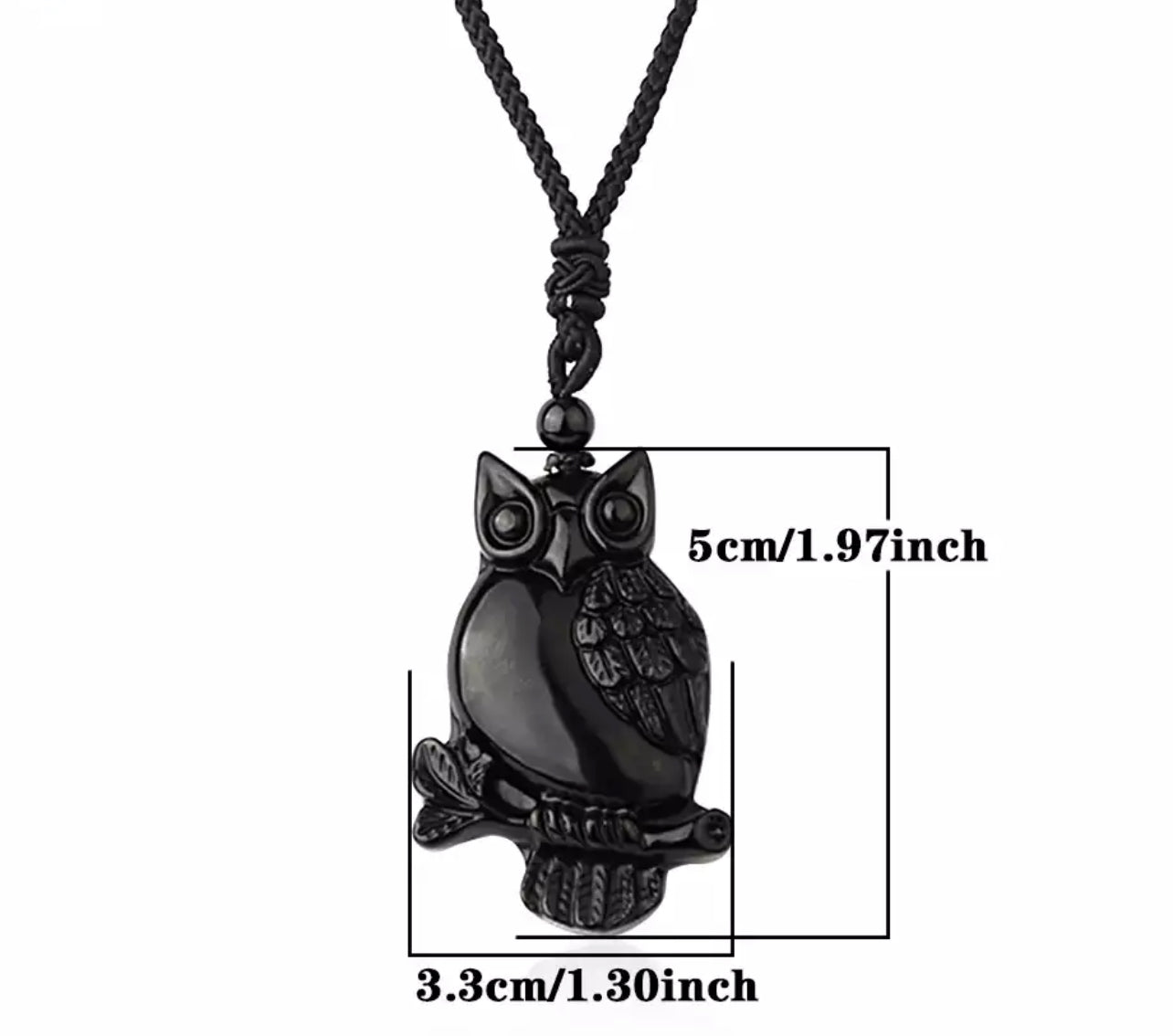 Obsidian owl protection necklace